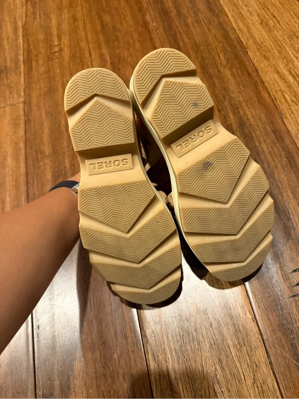 Sorel Beige Braided Platform Sandals